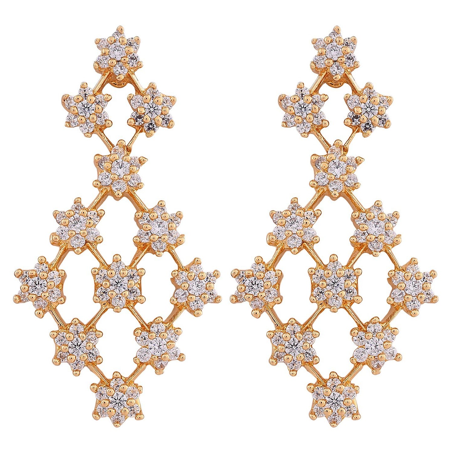 Luxury Vid-American Diamond Gold Plated Jewellery Set