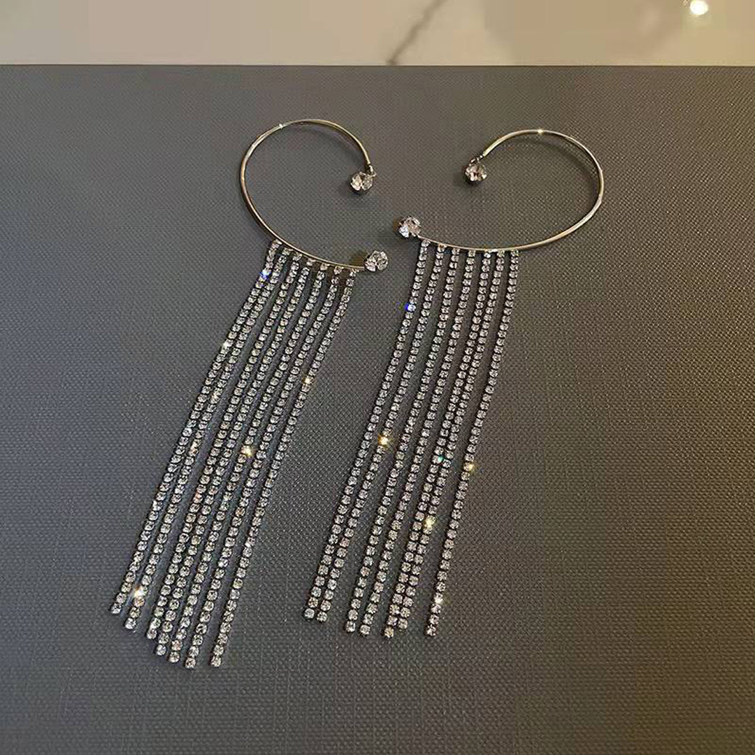 Fashionable Designer Tassel Ear Cuff Korean Earring Set