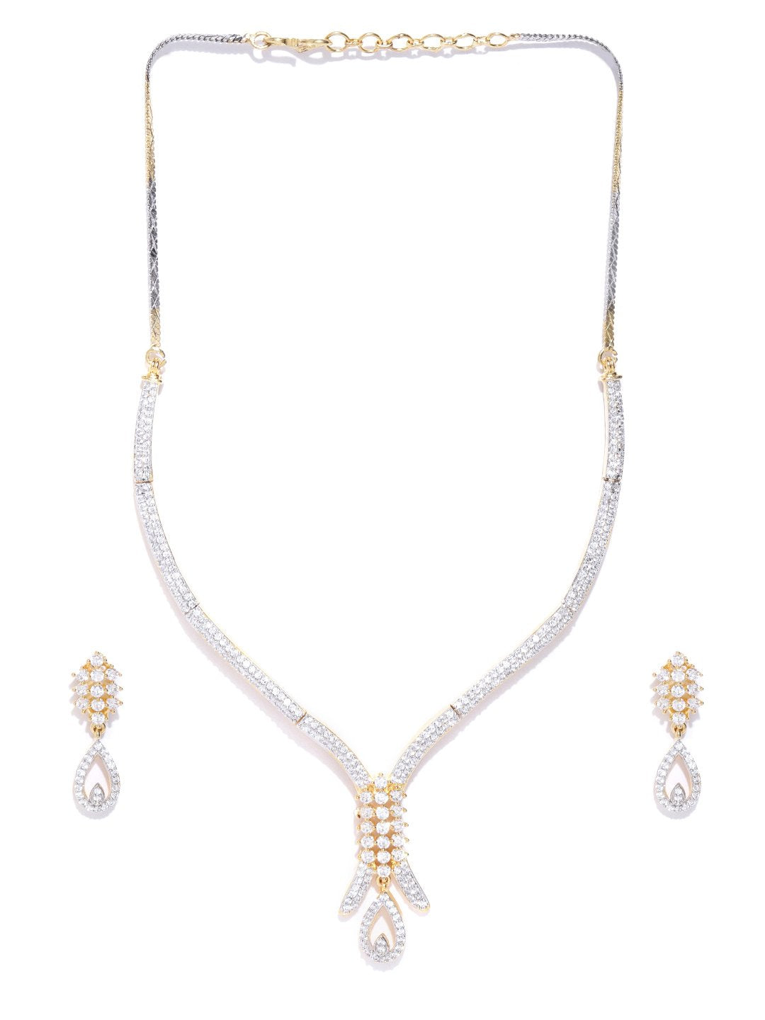 Trendy F1 American Diamond Gold Plated Jewellery Set