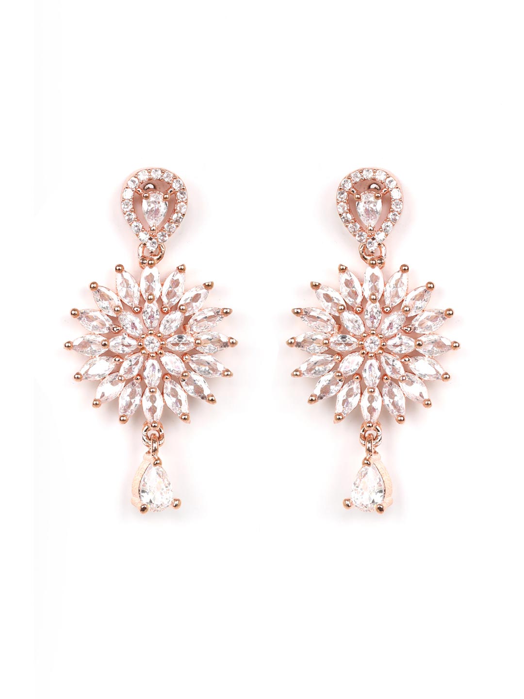 Royal F2 American Diamond Rose Gold Plated Jewellery Set