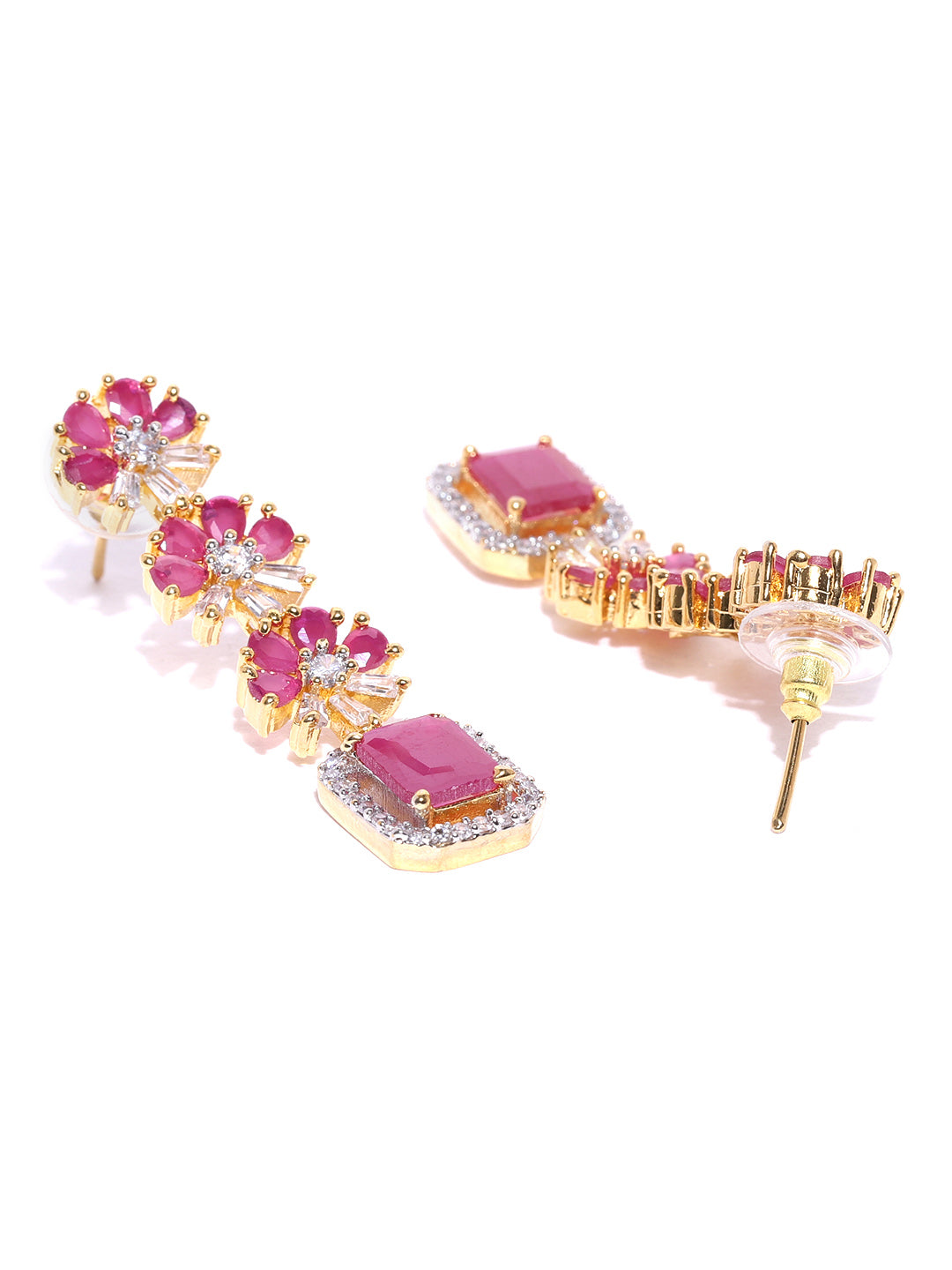 Imported F2 Pink Ruby Gold Plated Jewellery Set