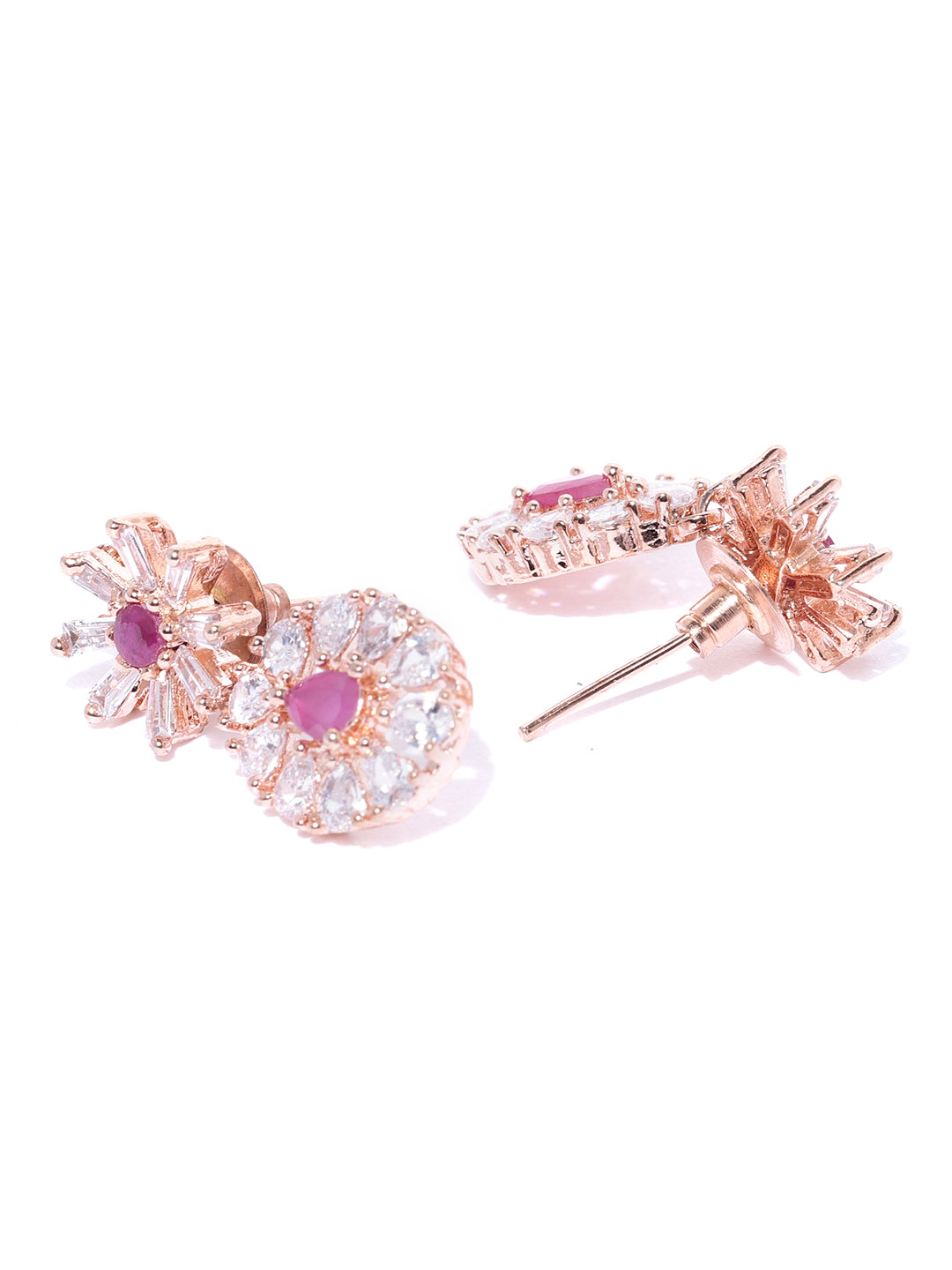 Imported Pink Ruby Rose Gold Plated Jewellery Set