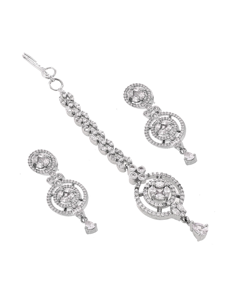 Luxury & Fashionable Oxidised Silver Tone Necklace Set with Maangtika