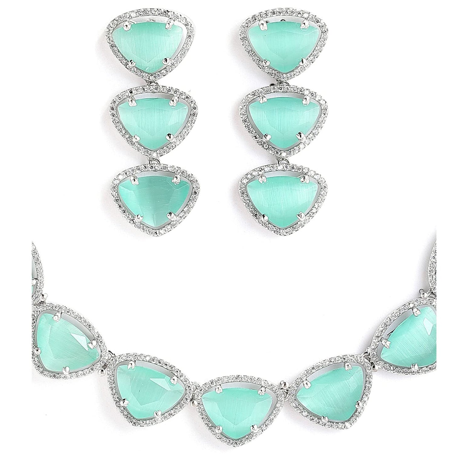Luxury & Fashionable Triangular Shaped AD Neck Set