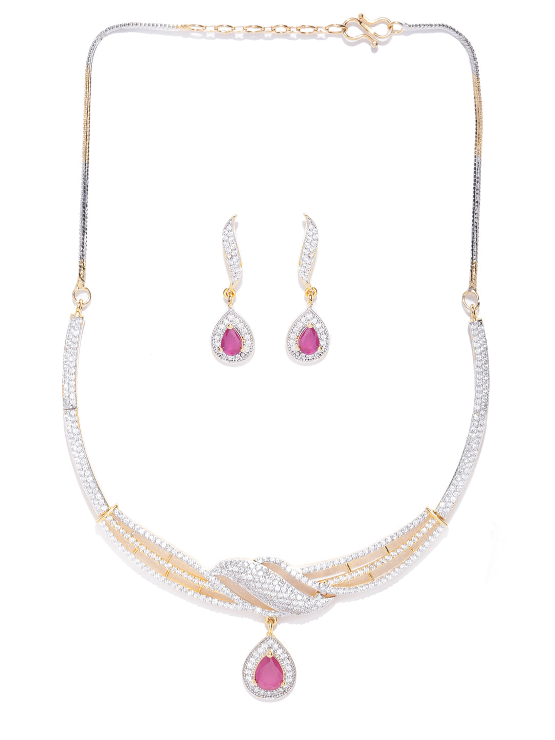Trendy FE American Diamond Gold Plated Jewellery Set