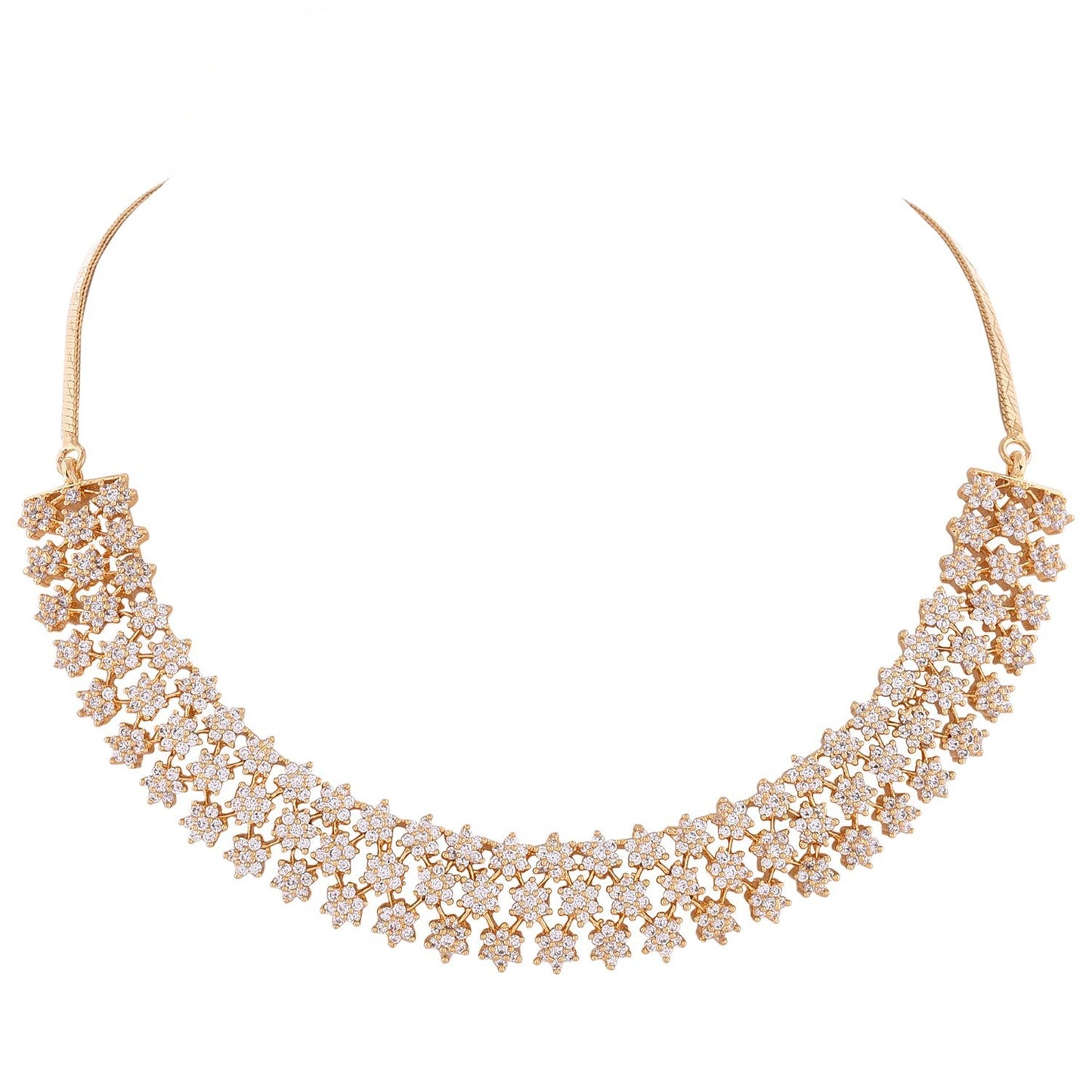 Luxury Vid-American Diamond Gold Plated Jewellery Set