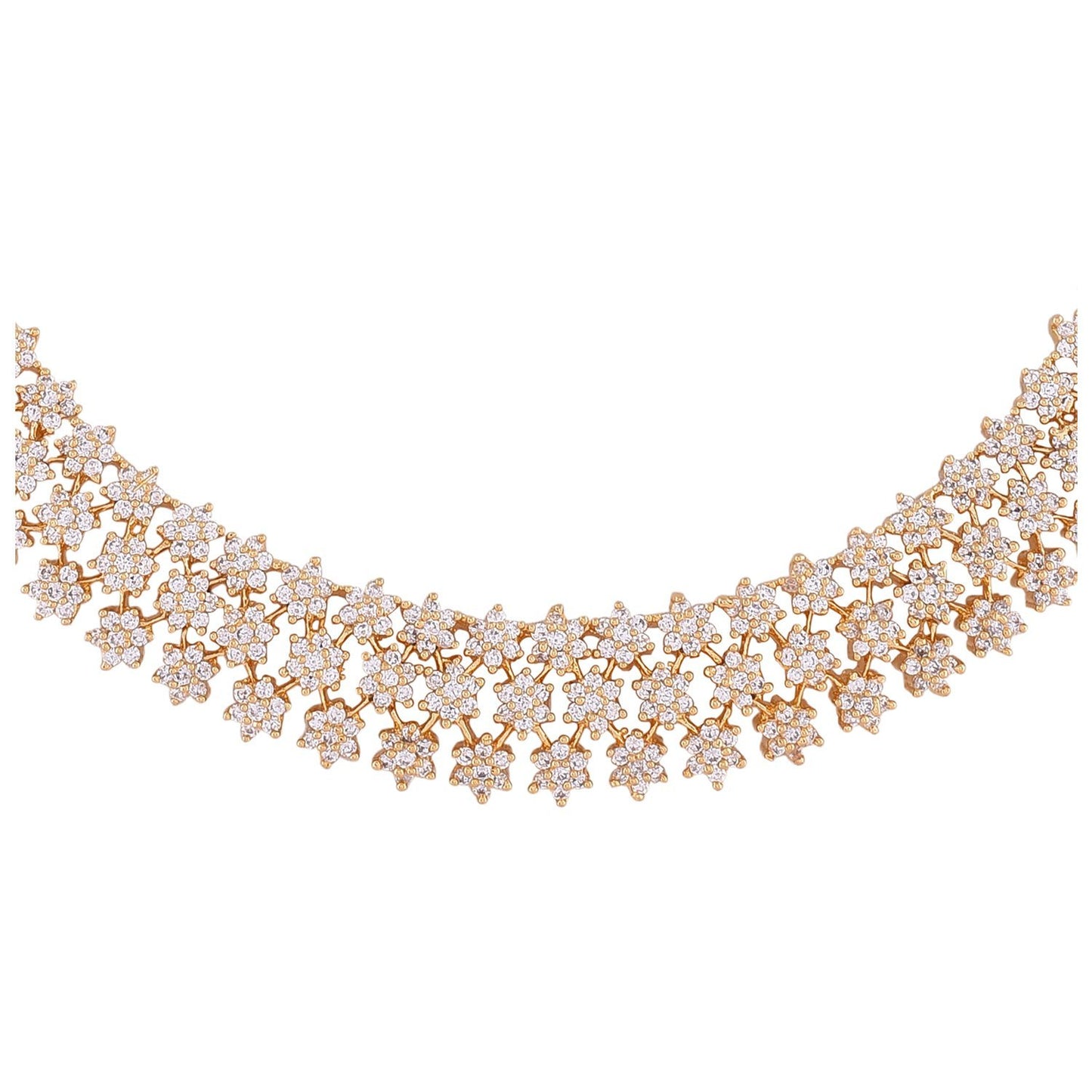 Luxury Vid-American Diamond Gold Plated Jewellery Set